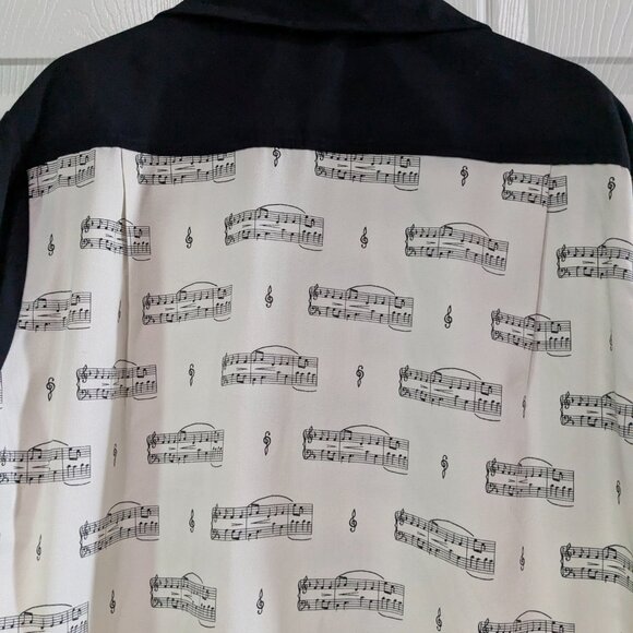 Elvis Presley's Memphis Men's Vintage Bowling Shirt, Small, Music Notes Pattern - Picture 8 of 13